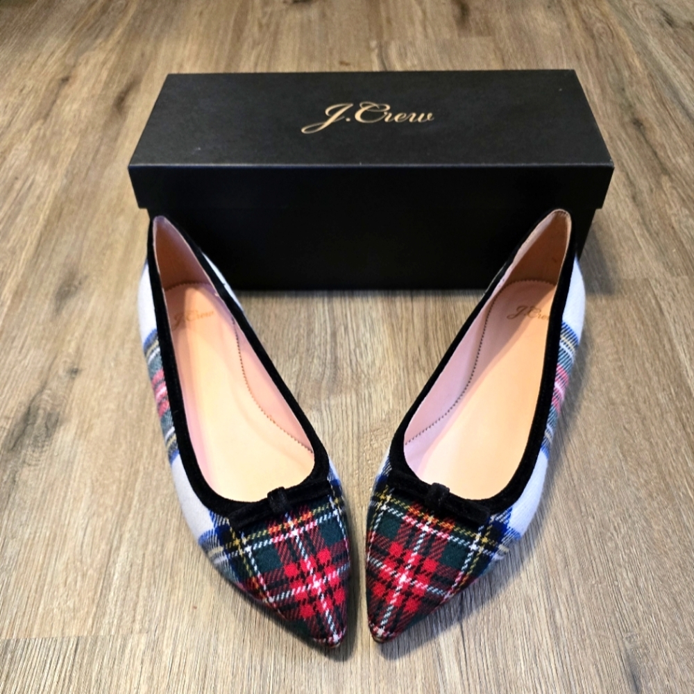 Never worn J. Crew Tartan Pointy Toe Ballet, size 11